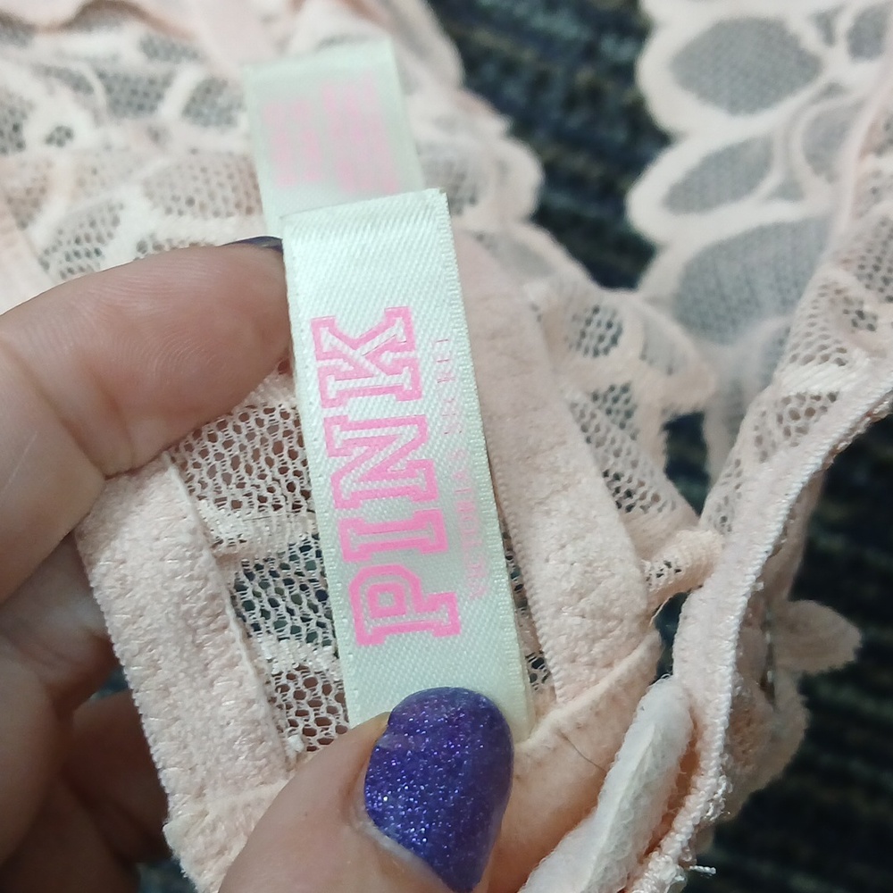 Pink Victoria’s Secret White Lace Halter Top Bra Bralette Small AA-C - Picture 6 of 7